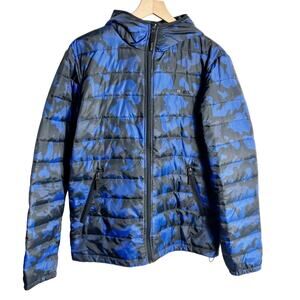 Bench Men Blue Black Puffer Large Zip Up Jacket